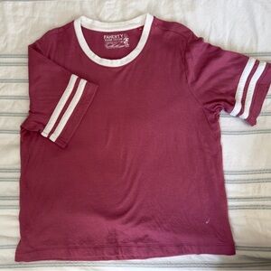 Faherty Pink and White Crew Neck Tee